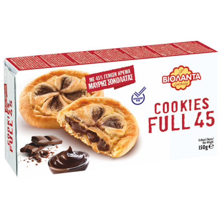 Βιολάντα μπισκότα cookies full 45 με μαύρη σοκολάτα 150gr