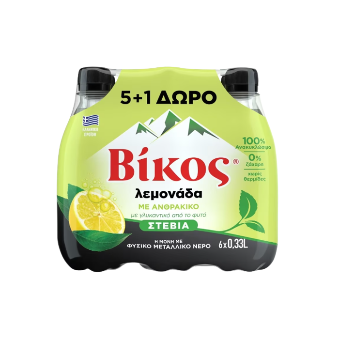 Βίκος λεμονάδα με στέβια 6x330ml