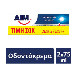 AIM οδοντόκρεμα white system 2x75ml