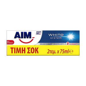 AIM οδοντόκρεμα white system 2x75ml