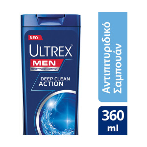 Ultrex σαμπουάν για άντρες αντιπιτυριδικό deep clean action για όλους τους τύπους μαλλιών 360ml Ultrex - 1