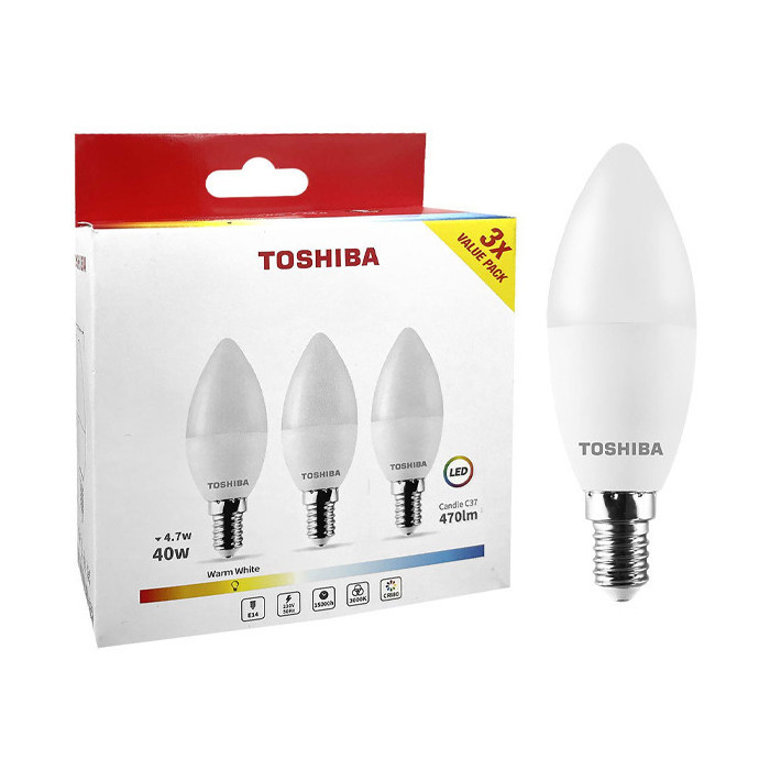 Toshiba λαμπα led 3p e14 4,7/40w 3000k 3τεμ