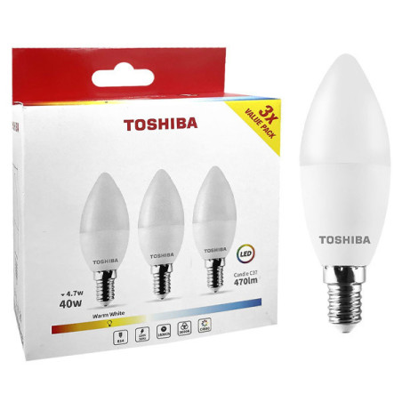 Toshiba λαμπα led 3p e14 4,7/40w 3000k 3τεμ