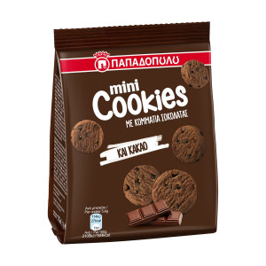 Παπαδοπούλου μπισκότα mini cookies με κομμάτια μαύρης σοκολάτας 70gr Παπαδοπούλου - 1