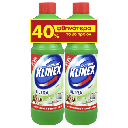 Klinex χλωρίνη παχύρρευστη πράσινη 2x750ml