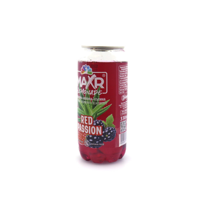 Maxr λεμονάδα red passion με αλόη, βατόμουρο & μαύρο μούρο 330ml