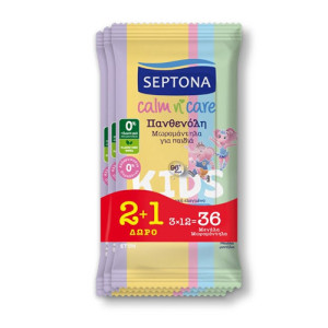 Septona μωρομαντηλα calm n' care 3x12τεμ πανθενολη 2+1 δωρο για παιδια  - 1