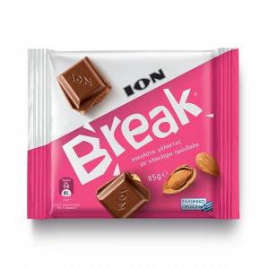 Break σοκολάτα γάλακτος με ολόκληρα αμύγδαλα 85gr Ίον - 1