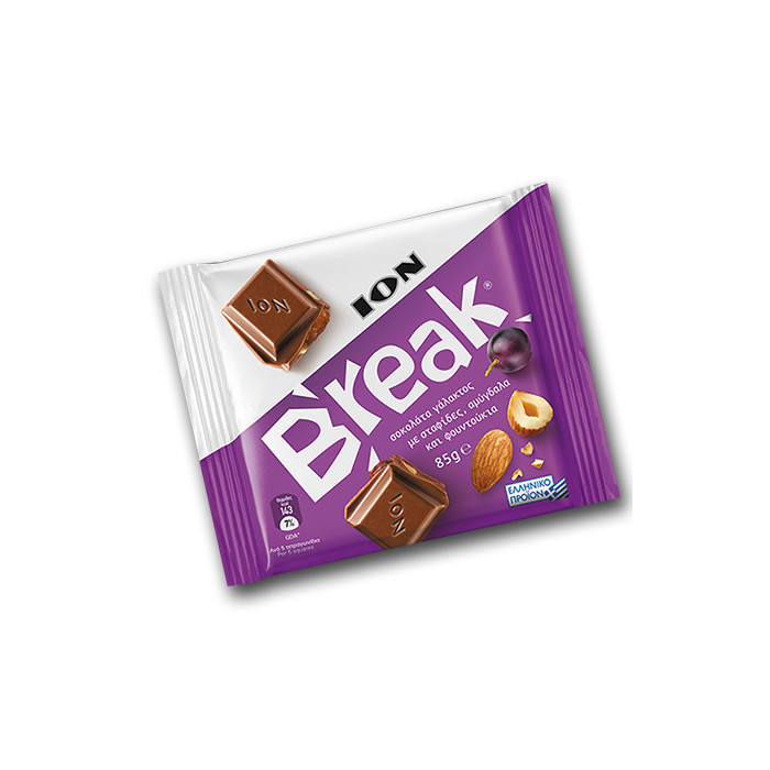 Break σοκολάτα με σταφίδες & ξηρούς καρπούς 85gr Ίον - 1