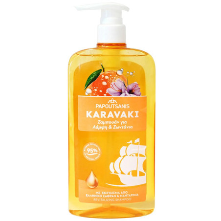 Papoutsanis karavaki σαμπουαν 600ml λαμψη & ζωντανια αντλια