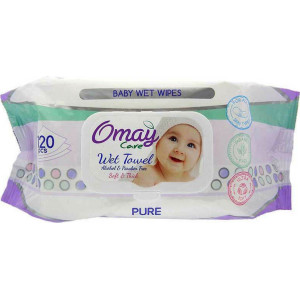 Omay μωρομάντηλα pure με καπάκι 120τεμ Omay - 1