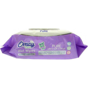 Omay μωρομάντηλα pure με καπάκι 120τεμ