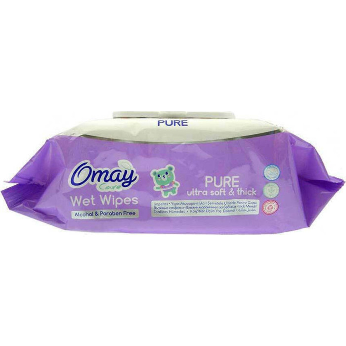 Omay μωρομάντηλα pure με καπάκι 120τεμ