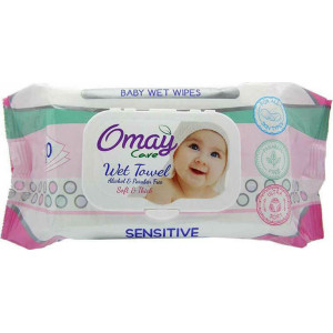 OMAY μωρομάντηλα με καπάκι Sensitive 120τεμ