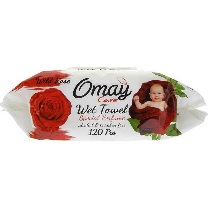 Omay μωρομάντηλα wild rose με καπάκι 120τεμ