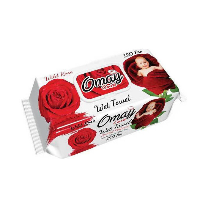 Omay μωρομάντηλα wild rose με καπάκι 120τεμ