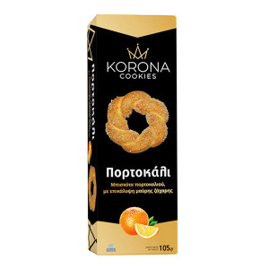 Korona μπισκοτα με επικαλυψη μαυρης ζαχαρης 105gr, πορτοκαλι  - 1