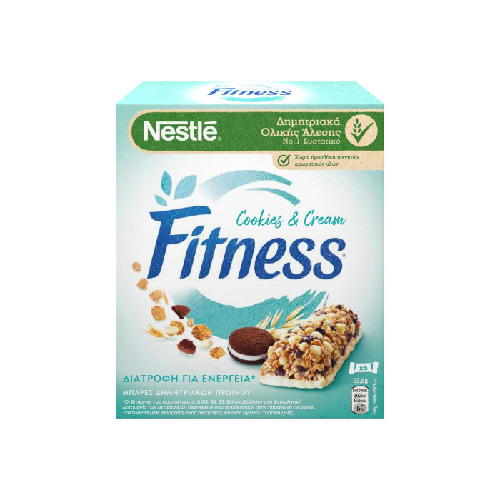 Nestle μπάρες δημητριακών fitness cookies & cream 6x23,5gr