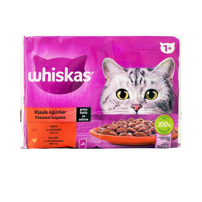 Whiskas γατοτροφη επιλεγμενο κρεας σε σαλτσα 4x85gr, Whiskas - 1