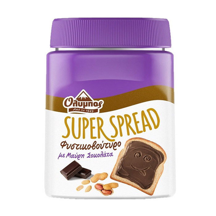 Ολυμπος superspread φυστικοβουτυρο 350gr, μαυρη σοκολατα