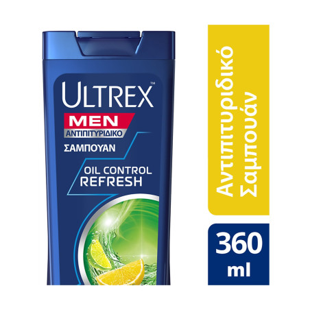 Ultrex men σαμπουάν αντιπιτυριδικό oil control refresh για λιπαρά μαλλιά & λιπαρή επιδερμίδα 360ml