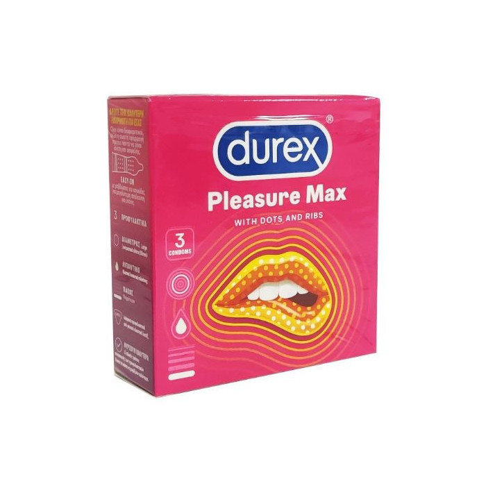 Durex προφυλακτικά pleasure max 3τεμ