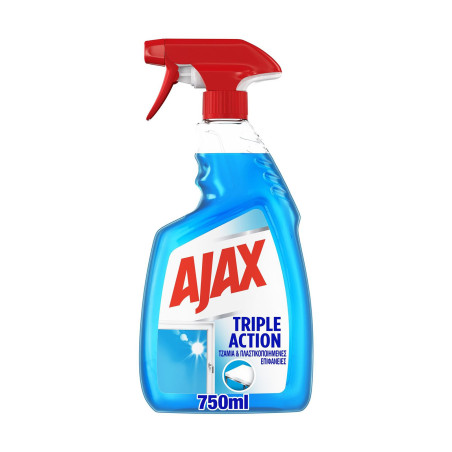 Ajax υγρό καθαριστικό spray τζαμιών triple action 750ml