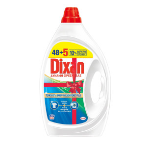 Dixan υγρο gel 2,385lt 53μεζ, δυναμης φρεσκαδασ 48+5μεζ, δωρο  - 1