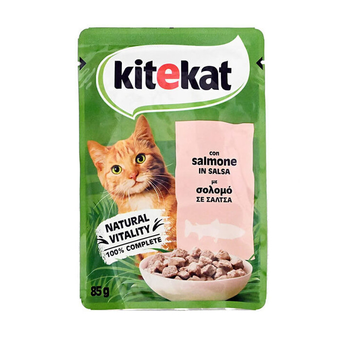 Kitekat γατοτροφη 85gr, σολομο με σαλτσα