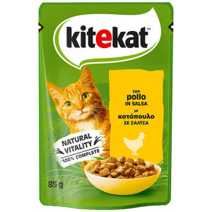 Kitekat γατοτροφη 85gr, κοτοπουλο με σαλτσα