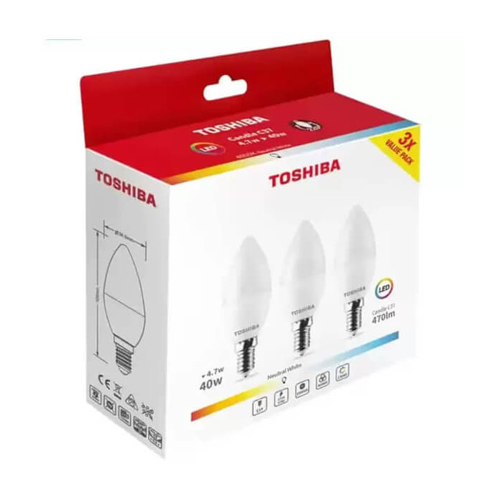 Toshiba λάμπα led 3P E14 4,7/40W 4000k 3τεμ