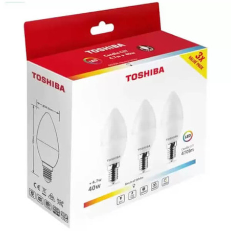 Toshiba λάμπα led 3P E14 4,7/40W 4000k 3τεμ