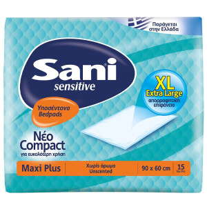 Sani sensitive υποσέντονο maxi plus χωρίς άρωμα 90x60 15τεμ