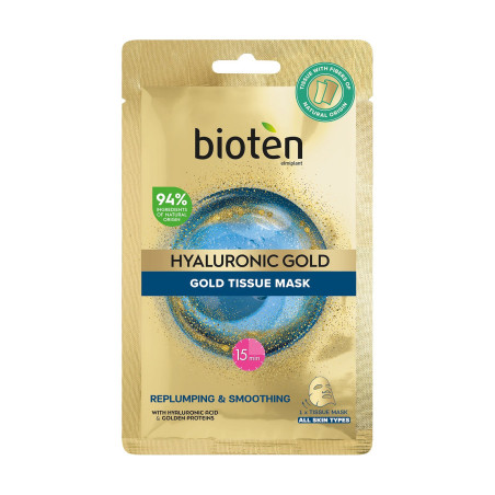 Bioten hyaluronic gold μάσκα προσώπου υφασμάτινη replumping & smoothing 25ml