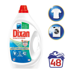 Dixan clean & hygiene υγρό απορρυπαντικό ρούχων 48μεζ 2,16lt