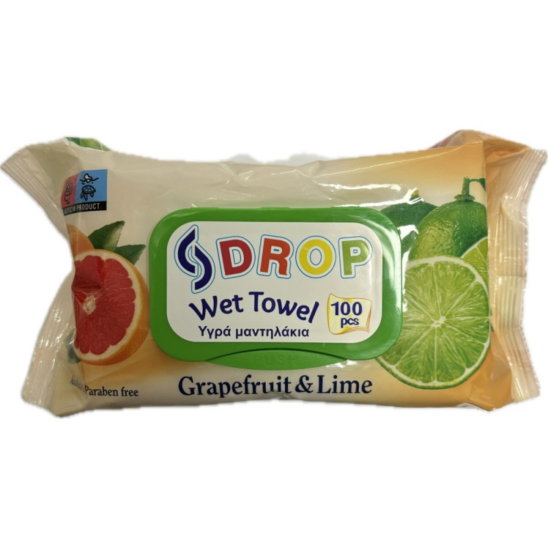 Drop μωρομάντηλα με καπάκι grapefruit & lime 100τεμ  - 1