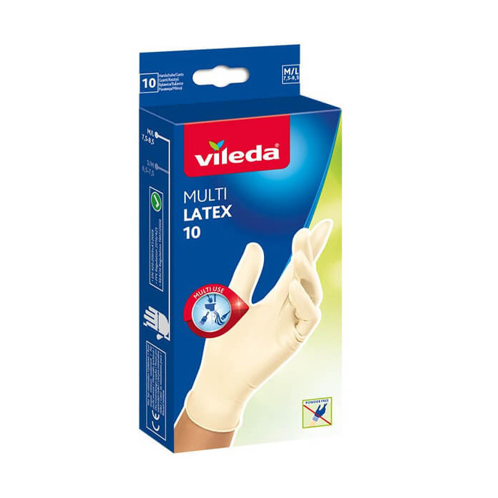 Vileda γάντια latex λευκά ελαφρώς πουδραρισμένα M/L 10τεμ