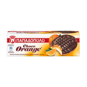 Παπαδοπούλου μπισκότα choco orange με γέμιση μαρμελάδας πορτοκαλιού & επικάλυψη σοκολάτας 150gr Παπαδοπούλου - 1