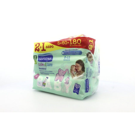 Septona calm n care μωρομάντηλα sensitive baby 3x60τεμ