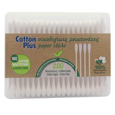 Cotton plus ωτοκαθαριστές 200τεμ Cotton plus - 1