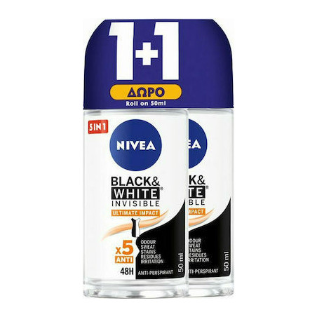 Nivea roll-on women black & white ultimate impact 2x50ml