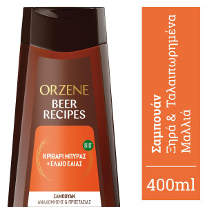 Orzene beer σαμπουάν για ξηρά & ταλαιπωρημένα μαλλιά 400ml  - 1