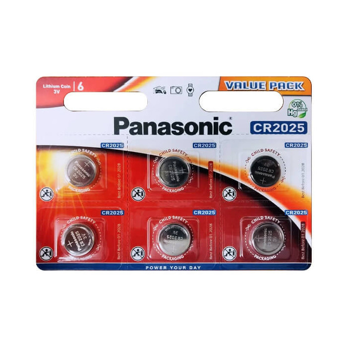 PANASONIC ΜΠΑΤΑΡΙΑ ΛΙΘΙΟΥ ΚΟΥΜΠΙ CR-2025 (6τεμ.)