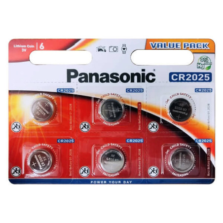 PANASONIC ΜΠΑΤΑΡΙΑ ΛΙΘΙΟΥ ΚΟΥΜΠΙ CR-2025 (6τεμ.)