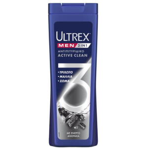 Ultrex σαμπουάν men active clean 3σε1 360ml  - 1