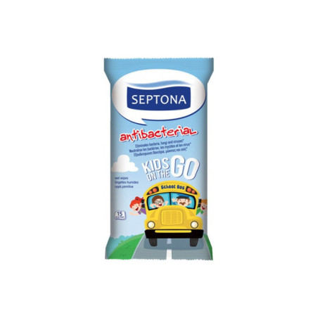 Septona υγρά μαντηλάκια αντιβακτηριδιακά kids on the go 15τεμ Septona - 1