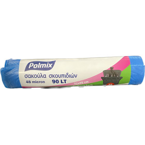 POLMIX ΣΑΚΟΥΛΑ ΑΠΟΡΡΙΜΑΤΩΝ ΜΠΛΕ 48 MICRON 90LT (72*95) 10ΤΕΜ  - 1