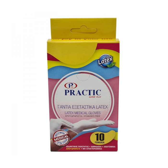 Practic γάντια latex χωρίς πούδρα S/M/L 10τεμ Practic - 1