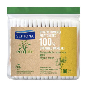 Septona ecolife ωτοκαθαριστές βιοδιασπώμενοι με 100% οργανικό βαμβάκι 100τεμ Septona - 1