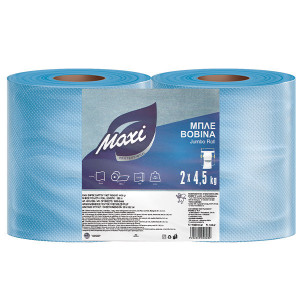 Maxi χαρτί βιομηχανικό βοβίνα γκοφρέ μπλε 2x4,5kg